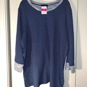 Fresh Produce 1X Pinstripe Blue Sweatshirt